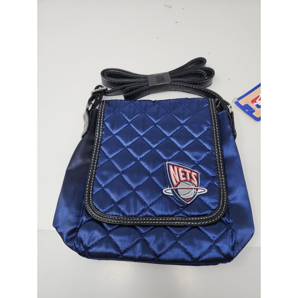 Littlearth Womens NBA New Jersey Nets Crossbody Bag Blue Satin Casual Size OS